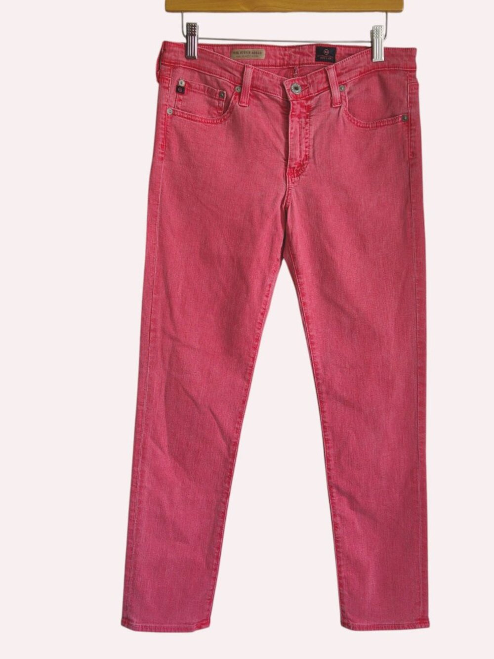 AG Adriano Goldschmeid the Stevie Slim Straight Ankle Red Denim Skinny Jeans 29R